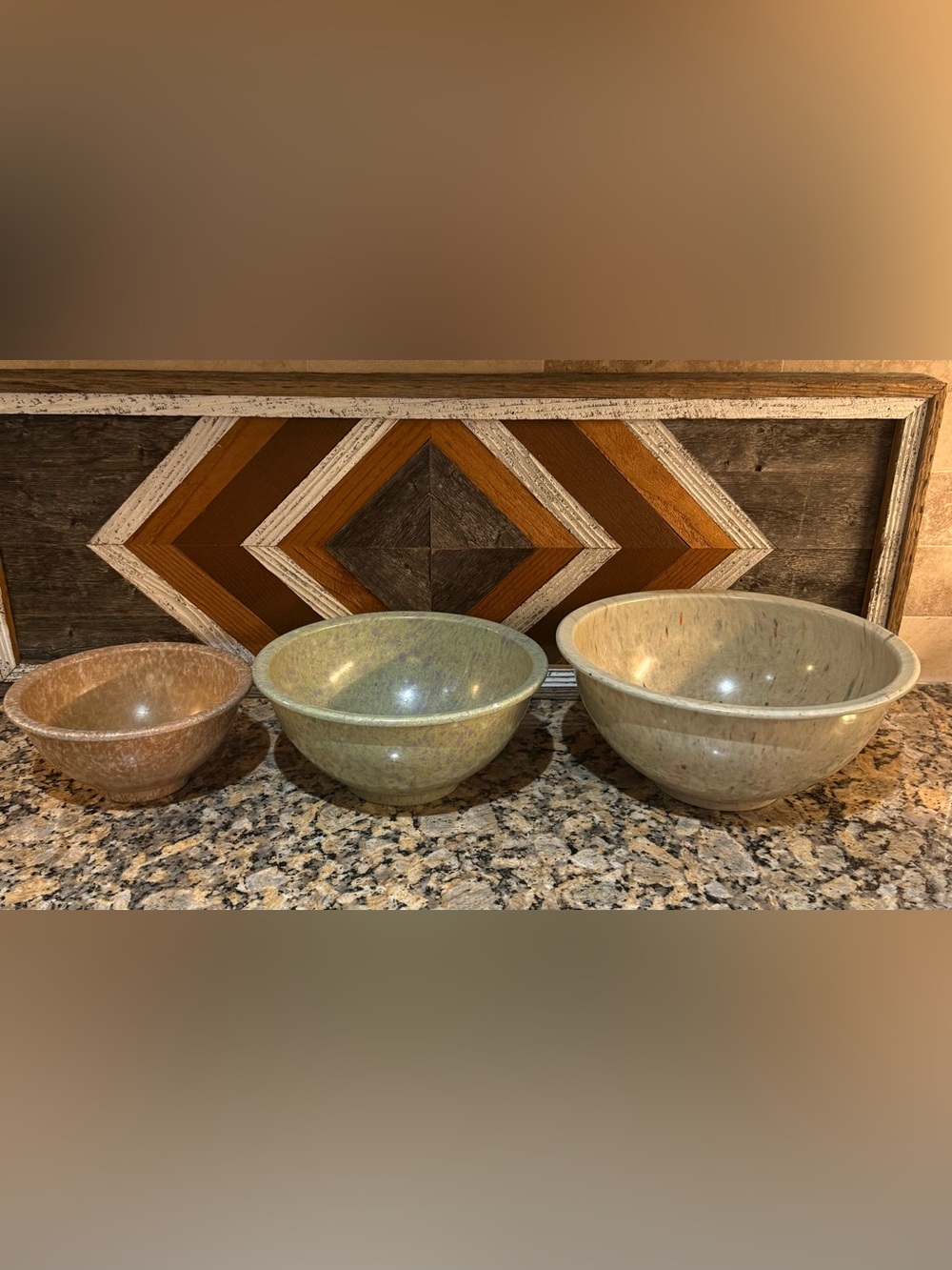 3 Vintage Texas Ware Nesting Mixing Bowls Set Confetti Melamine 12 10 8 inches